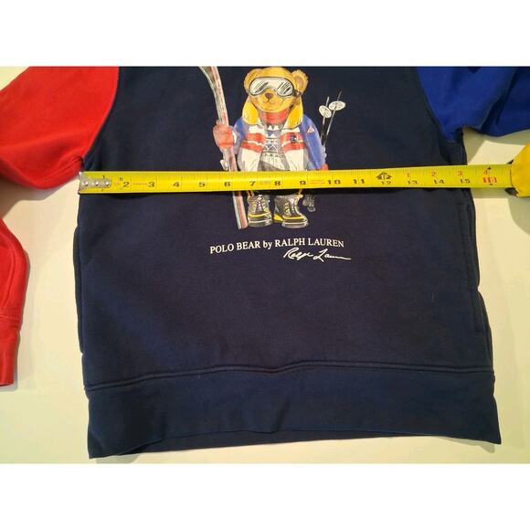 Polo Ralph Lauren Polo Bear Colorblock Hoodie Boys Size S (8) Ski Bear Navy Red - Picture 5 of 6